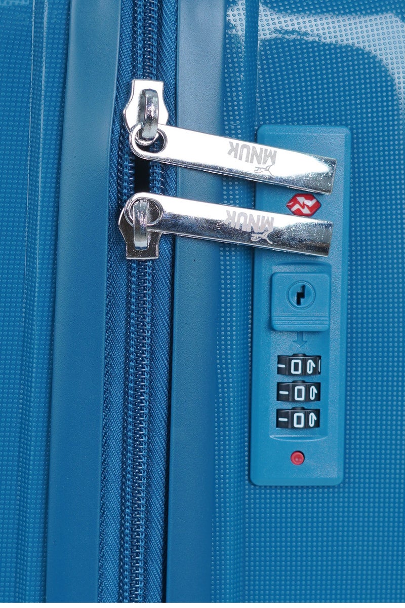 MNUK Viajero Stra Ordinario Set of 3 Luggage| Polypropylene (PP) Hardside Luggage Trolley |Double 360° 4 Wheeler| Cabin-20 Inch, Medium-24 Inch, Large-28 Inch|Blue - Image 5
