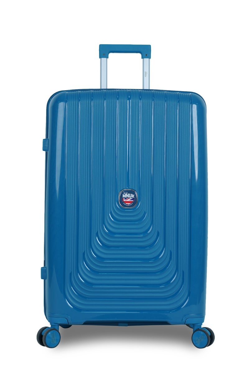MNUK Viajero Stra Ordinario Set of 3 Luggage| Polypropylene (PP) Hardside Luggage Trolley |Double 360° 4 Wheeler| Cabin-20 Inch, Medium-24 Inch, Large-28 Inch|Blue - Image 2