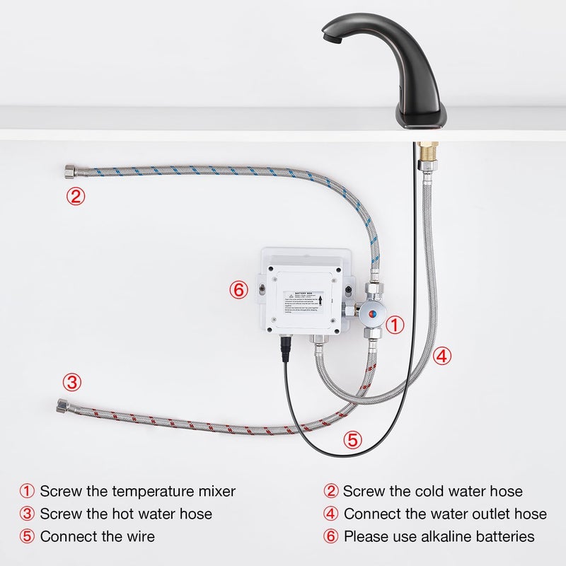 Charmingwater Touchless Bathroom Sink Faucet with Automatic Sensor, Motion Bathroom Faucet with Hole Cover Plate, Oil Rubbed Bronze - Image 5