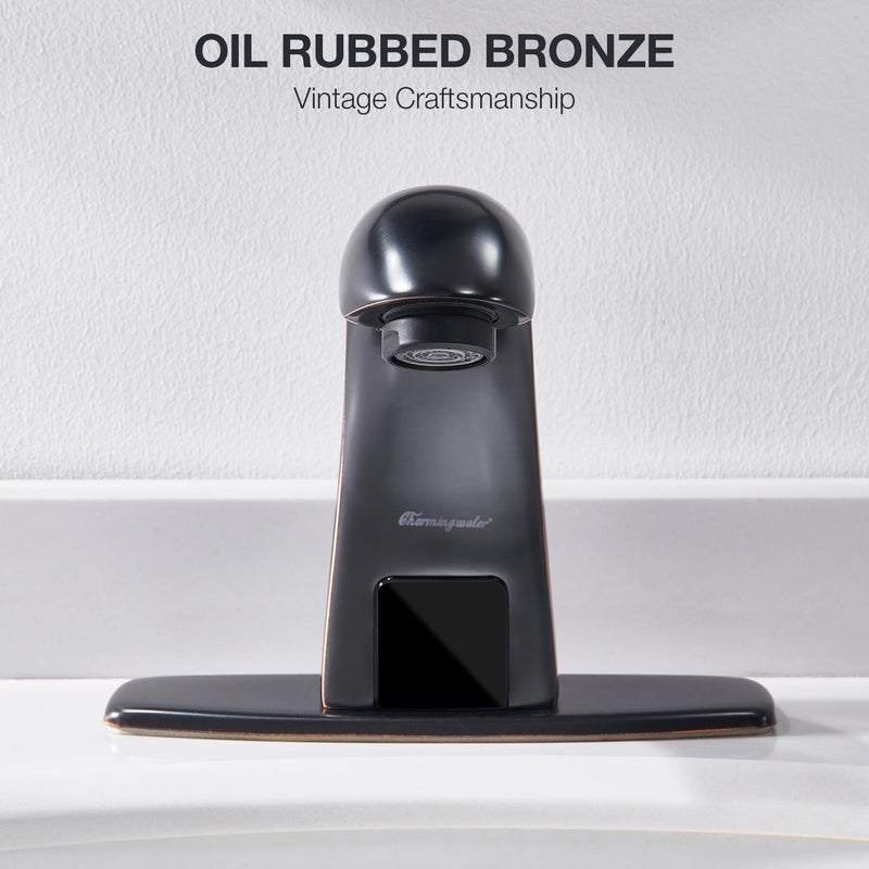 Charmingwater Touchless Bathroom Sink Faucet with Automatic Sensor, Motion Bathroom Faucet with Hole Cover Plate, Oil Rubbed Bronze - Image 3