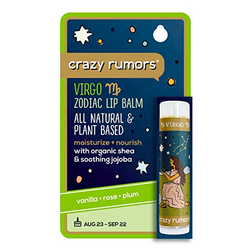 Crazy Rumors Virgo Zodiac All Natural, Plant Based Lip Balm to Moisturize and Nourish your Lips - Earth Blend (Sweet Vanilla, Fragrant Rose and Plum) - Image 1