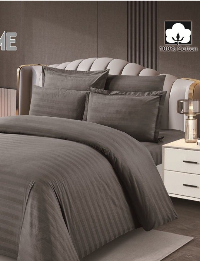 سمارت هوم طقم لحاف فندقي قطن فاخر نفرين نظام وجهين ، مفرش سرير فندقي نفرين 6 قطع مقاس كوين 260X240 سم ، المفرش يناسب سرير مقاس 200X200 سم مصنوع من القطن الطبيعي 100% - Image 3