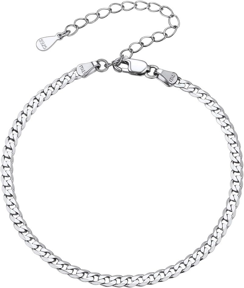 PROSILVER 925 Sterling Silver Ankle Bracelets For Women, Stylish Chain Anklets, Summer Beach Jewelry, 8.6-10.6 Inch Adjustable, Come with Box - Image 1