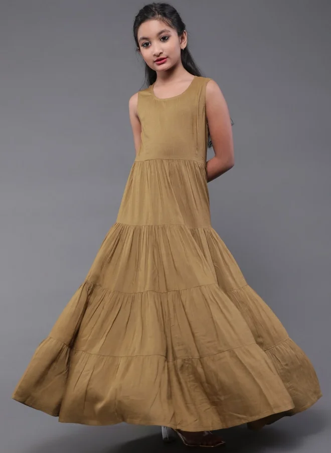 أيه كيه إس Olive Tiered Maxi Dress for Girls