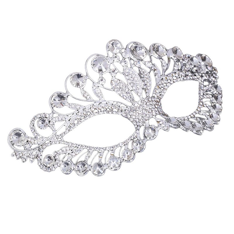 OULII Masquerade Mask Luxury Diamond Rhinestone Fancy Mask Party Crown Mask for Women Lady - Image 4