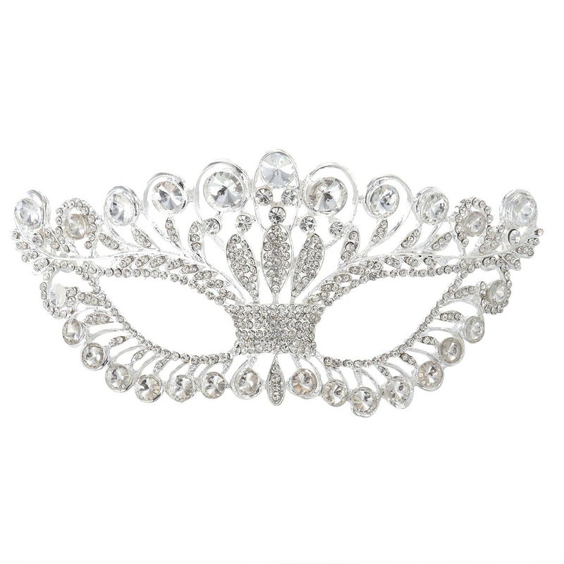 OULII Masquerade Mask Luxury Diamond Rhinestone Fancy Mask Party Crown Mask for Women Lady - Image 1