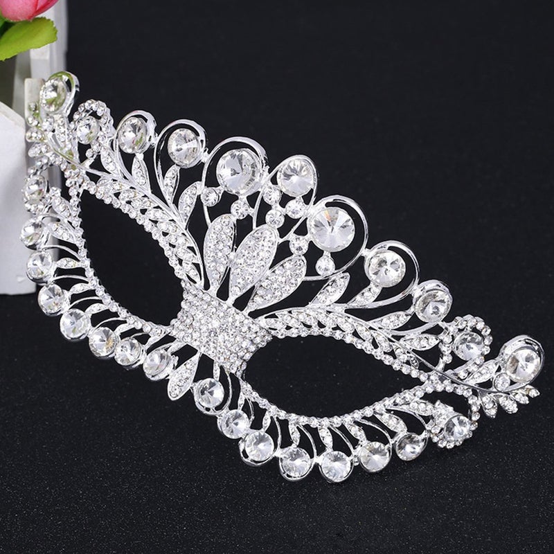 OULII Masquerade Mask Luxury Diamond Rhinestone Fancy Mask Party Crown Mask for Women Lady - Image 5