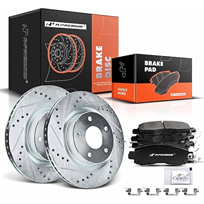 rayihni APremium 1165 inch29591 mm Front Drilled and Slotted Disc Brake Rotors  Ceramic Pads Kit Compatible with Select Nissan Models  Altima 2014 2015 2016 2017 2018 2019 6PC Set - Image 2
