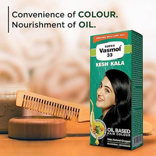 Vasmol Super 33 Kesh Kala 75Ml - Pack Of 4 I Black Colour I Oil Based Hair Colour I Improved With 3 New Oils I No Ammonia, No Peroxide - Image 4