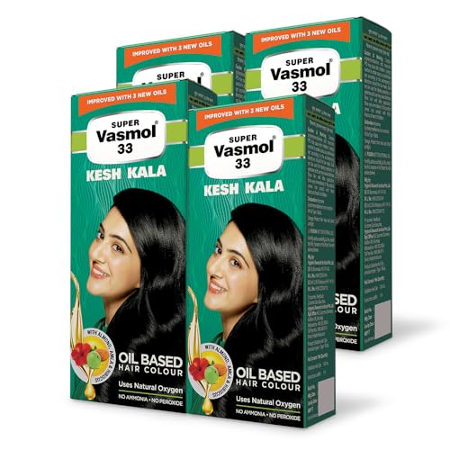 Vasmol Super 33 Kesh Kala 75Ml - Pack Of 4 I Black Colour I Oil Based Hair Colour I Improved With 3 New Oils I No Ammonia, No Peroxide - Image 1