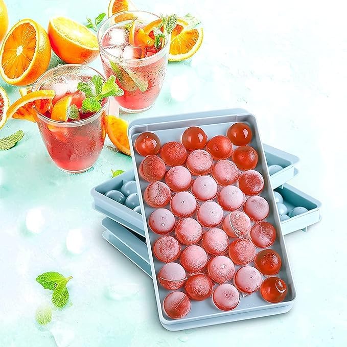 GNOLY GNOLY Reusable Flexible 33 Grid Round Ice Cube Mold Candy Mold Round Ice Cube Tray 33 Grid Mini Circle Making Sphere Ball Mold for Freezer Chilling Cocktail Whiskey Trays 2 - Image 1