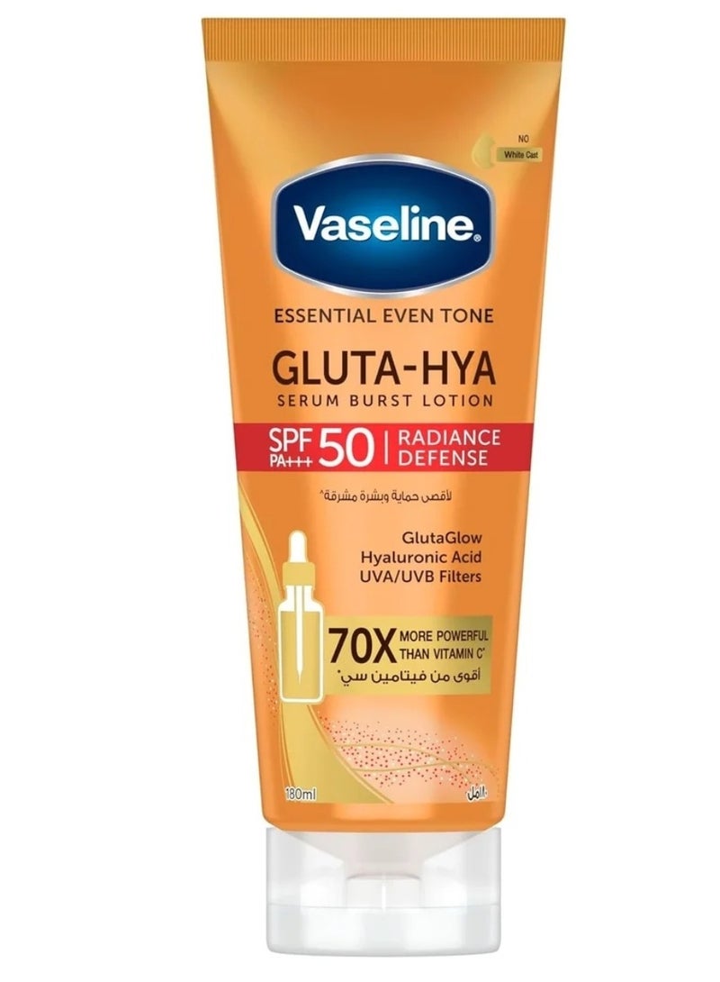 Vaseline Gluta-Hya Serum Burst Lotion, Radiance Defense, SPF 50 PA+++, with GlutaGlow - Image 1