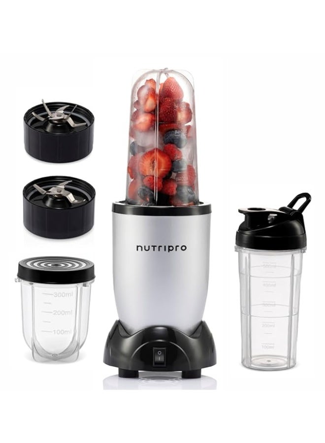 NutriPro Juicer Mixer Grinder - Smoothie Maker - 500 Watts (3 Jars & 2 Blades, Silver) - 2 Year Warranty - Image 1