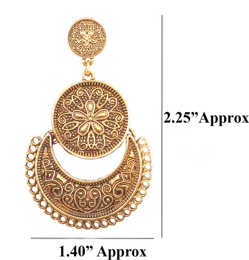 Touchstone Indian earrings for women gold jewelry folklorico chandelier dangle chandbali gypsy statement traditional wedding bridal trendy bollywood accessories in oxidized antique gold tone - Image 5