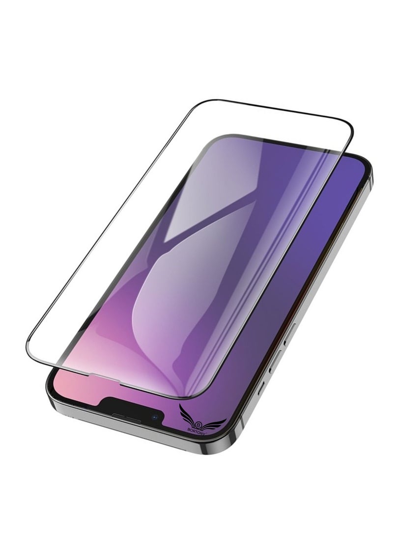 BORTONY Tempered Glass Screen Protector 14/13/13 Pro Film Full Coverage Edge to Edge Case Friendly 9D Screen Protector For Apple iPhone 14/13/13 Pro 6.1'' Clear/BLACK - Image 2