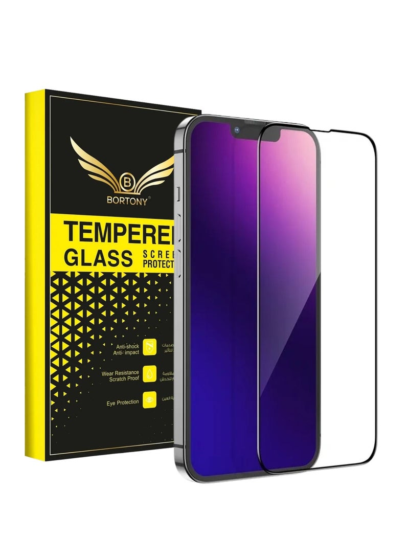 BORTONY Tempered Glass Screen Protector 14/13/13 Pro Film Full Coverage Edge to Edge Case Friendly 9D Screen Protector For Apple iPhone 14/13/13 Pro 6.1'' Clear/BLACK - Image 1