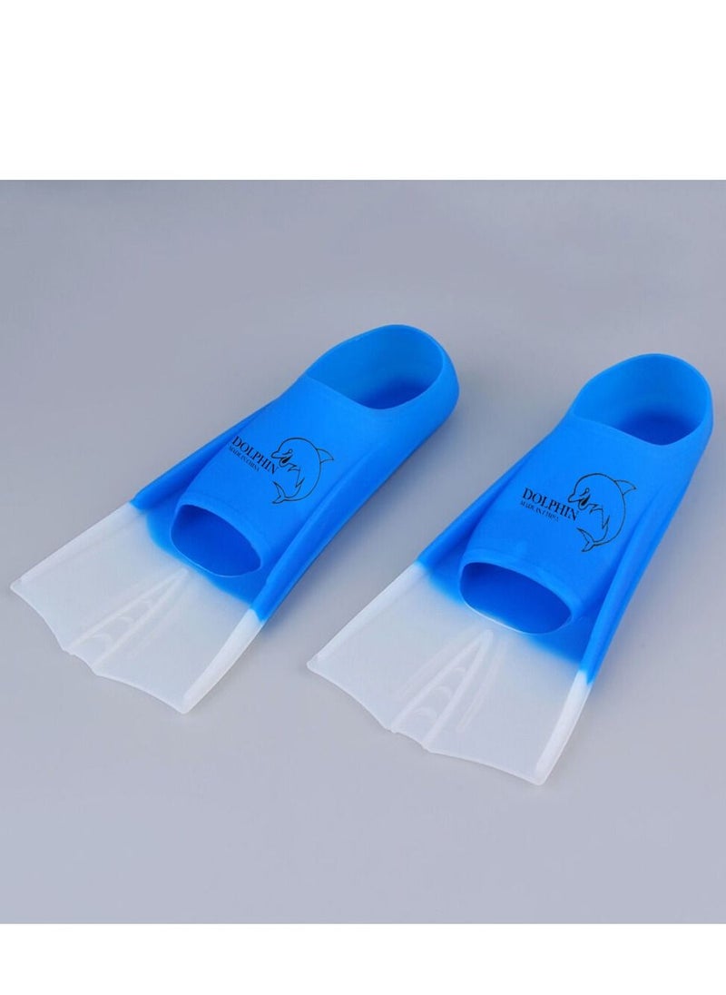 Dolphin Silicone Swim Training Short Fins, Blue/White, Size M (36-38)  - Image 2