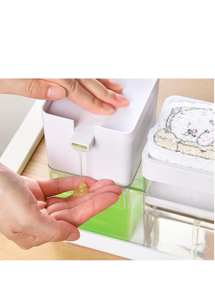 جولدن مجموعة موزع صابون اليد والأطباق، مجموعة موزع صابون المطبخ مع صينية وحامل إسفنجة وحامل خرقة، منظم 4 في 1 لطاولة حوض المطبخ، أدوات مطبخ مفيدة - أبيض - Image 5
