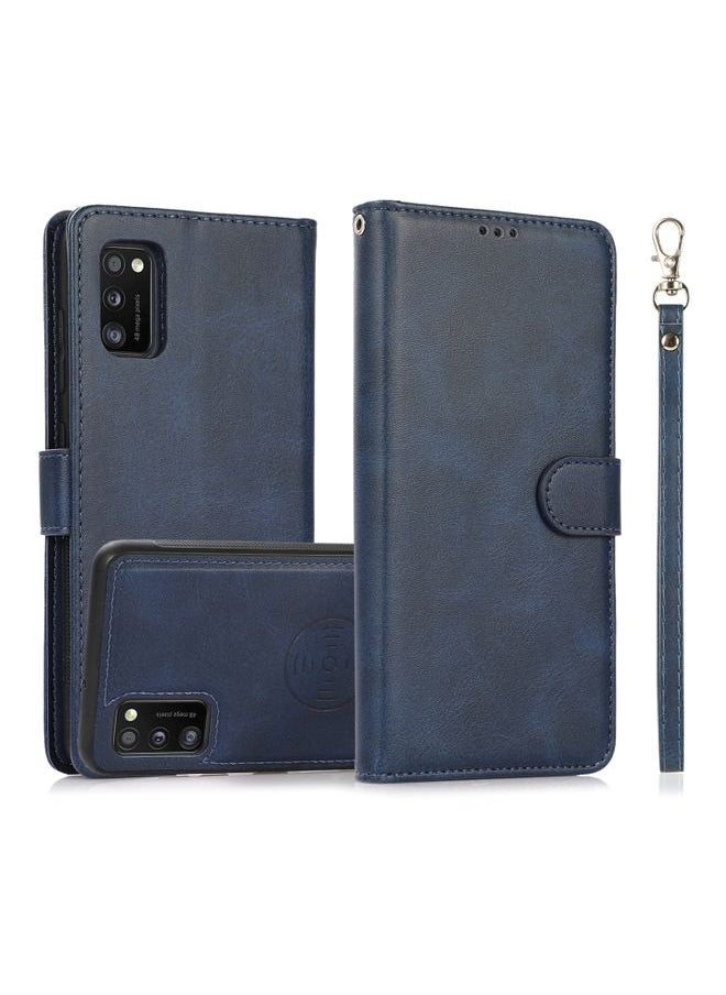 Generic - Case Cover For Samsung Galaxy A41 Calf Texture 2 in 1 Detachable Magnetic Back Cover Horizontal Flip Leather Case with Holder & Card Slots & Wallet & Photo Frame Blue - Image 1