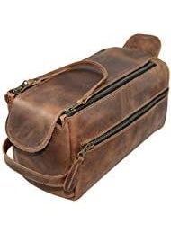 Hide & Drink Hide & Drink, Toiletry Bag w/Handles, Hygiene Organizer, Travel Dopp, Razor Case, Bathroom, Shaving, Cosmetic Storage, Travel & Grooming Essentials, Full Grain Leather, Handmade, Bourbon Brown 