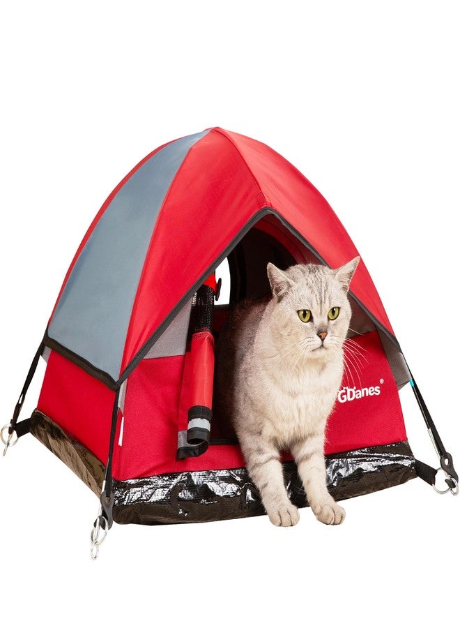 GDanes Cat House Portable Indoor/Outdoor Red Cat Tent for Cats and Small Dogs with Soft Pad - Image 1