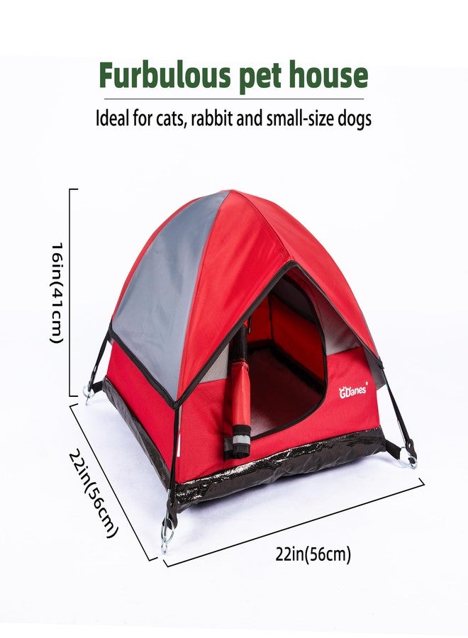 GDanes Cat House Portable Indoor/Outdoor Red Cat Tent for Cats and Small Dogs with Soft Pad - Image 3