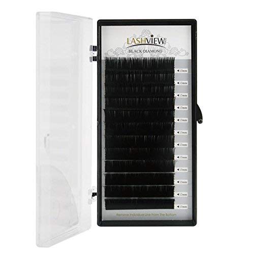 Lashview 020mm Ellipse Flat False Eyelash Extensions Extremely Soft Applicationfriendly Lashes C Curl 13mm