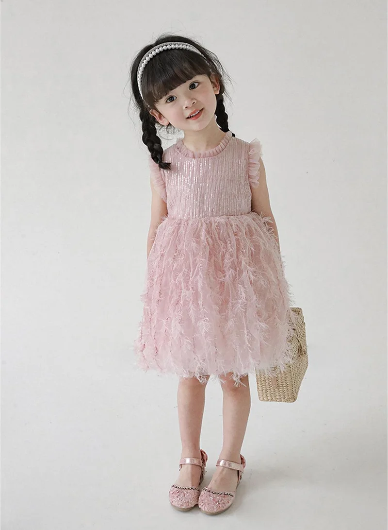 Yoehyaul Sequin Feathered Party Dress