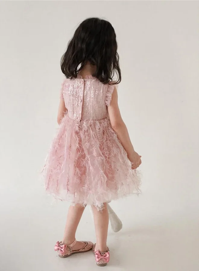 Yoehyaul Sequin Feathered Party Dress