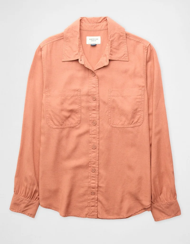 American Eagle  AE Bestie Long-Sleeve Button-Up Shirt for Women | Best Price UAE