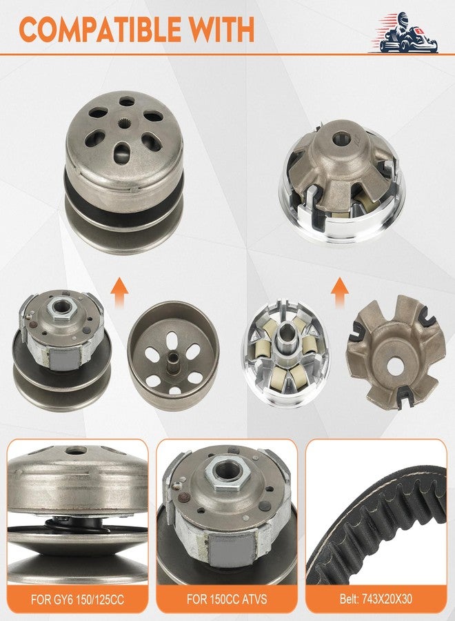 SEHNSUCHT طقم قابض SEHNSUCHT Gy6 سعة 150 سم مكعب، مناسب لمحركات Gy6 رباعية الأشواط سعة 125/150 سم مكعب للدراجات البخارية والمركبات الرباعية Taotao وRoketa وSunl، يشمل مجموعة القابض والمُغيّر مع حزام 743 - Image 3
