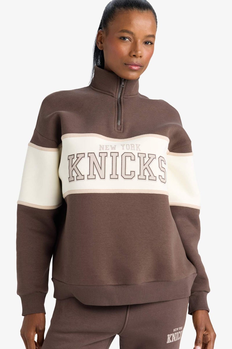 DeFactoFit NBA New York Knicks Oversize Fit Sports Sweatshirt - Image 1