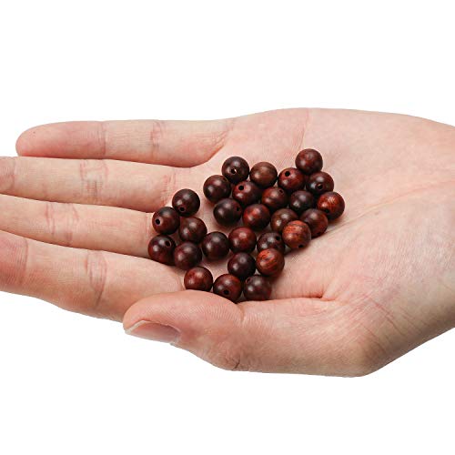 Prometis 200pcs 8mm Natural Sandalwood Round Beads Gorgeous Craft Handmade Polished Spacer Mala Pray Beads with Elastic Cord for Bracelets DIY Rosary Tasbih Jewelry Making - Image 5