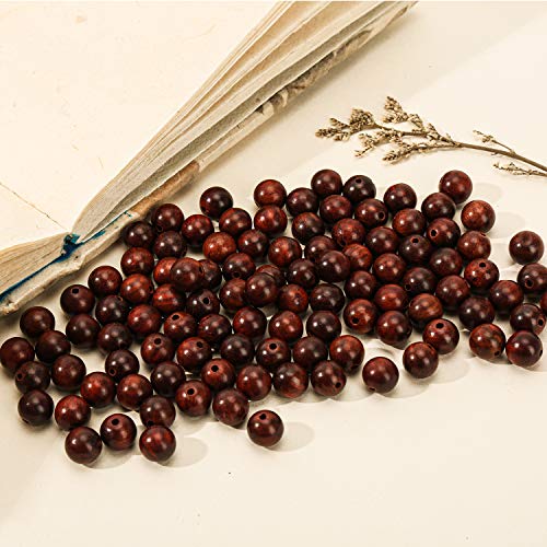 Prometis 200pcs 8mm Natural Sandalwood Round Beads Gorgeous Craft Handmade Polished Spacer Mala Pray Beads with Elastic Cord for Bracelets DIY Rosary Tasbih Jewelry Making - Image 2