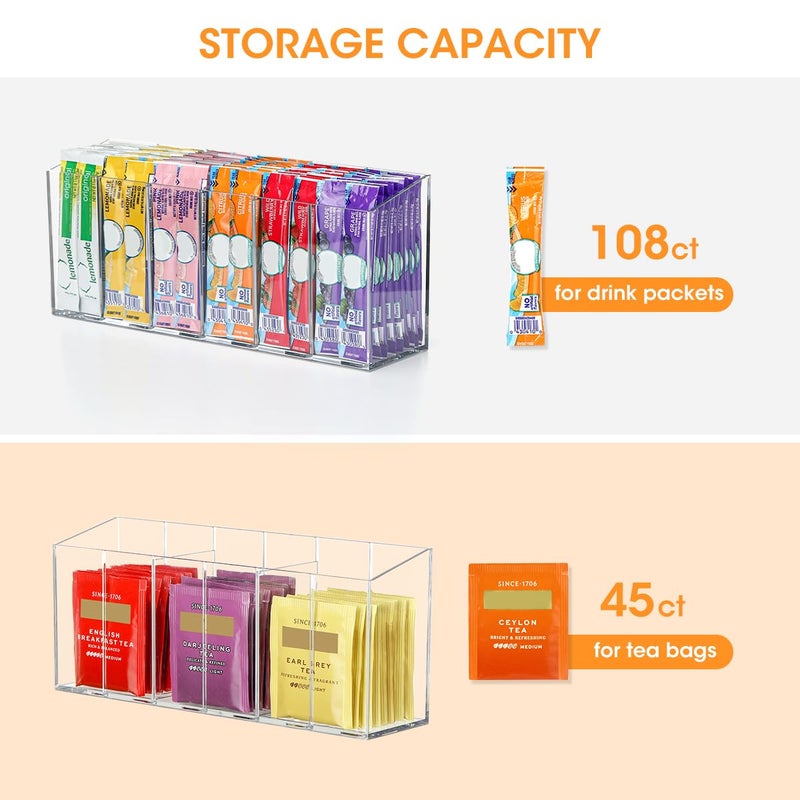 AIEVE Drink Packet Organizer, Water Drink Packet Holder with Removable Divider, Water Flavor Packet Organization Container for Kitchen Organizers and Storage (6 Compartments) - Image 5