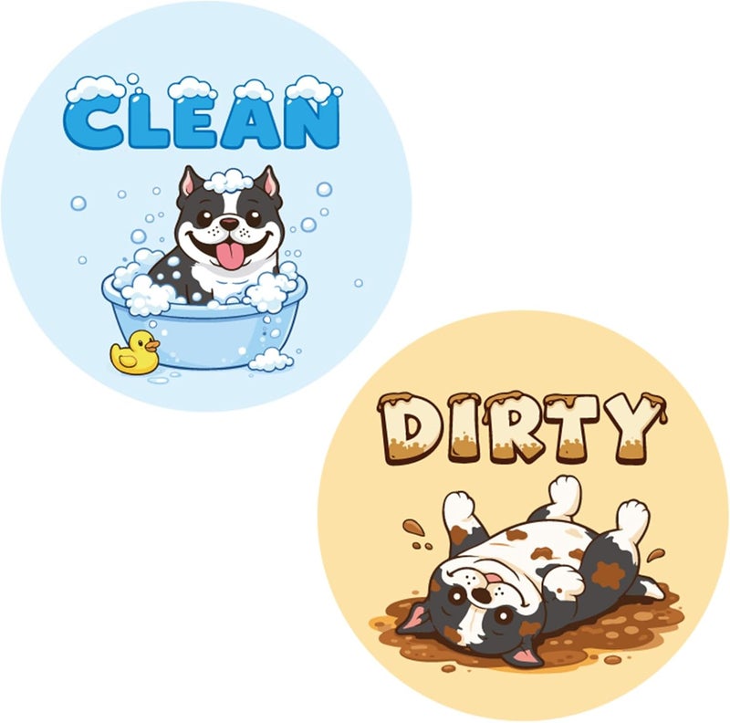 Penitue Cute Dog Dishwasher Clean Dirty Flip Magnet Sign, 9cm/3.54in Double Sided Reversible Pet Dishwasher Magnet for Kitchen Refrigerator & Laundry Room - Image 1