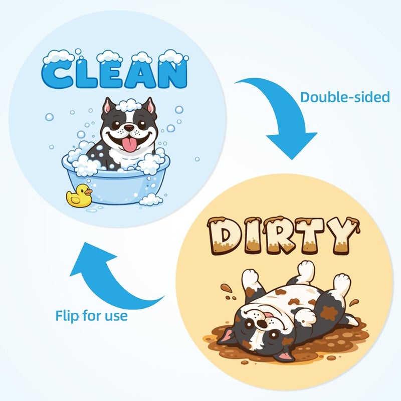 Penitue Cute Dog Dishwasher Clean Dirty Flip Magnet Sign, 9cm/3.54in Double Sided Reversible Pet Dishwasher Magnet for Kitchen Refrigerator & Laundry Room - Image 3