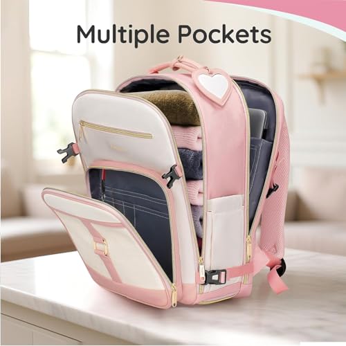 Taygeer Kids Travel Backpack for Airplane, Small Travel Backpack for Girls with Luggage Tags & Water Bottle Pocket, Underseat TSA Approved Airline Personal Item Bag for Women Teens Girls School, Pink - Image 5