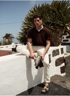 trendyol Limited Edition Brown Regular Fit Cotton Short Sleeve Polo Neck Knit Tshirt TMNSS23PO00024  - Image 3