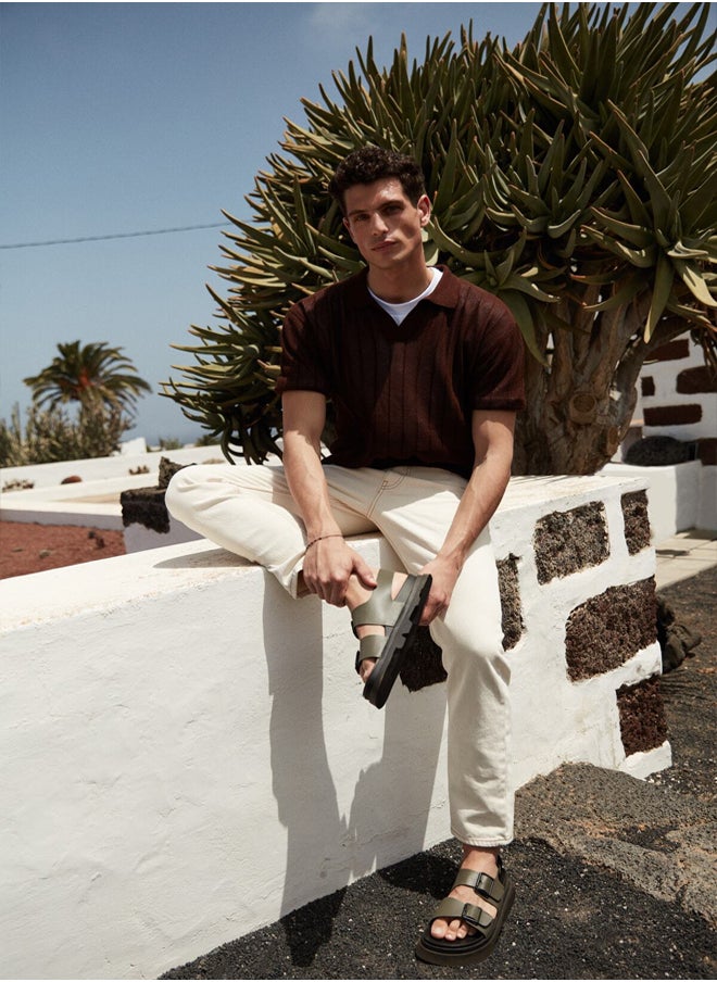 trendyol - Limited Edition Brown Regular Fit Cotton Short Sleeve Polo Neck Knit Tshirt TMNSS23PO00024 - Image 1