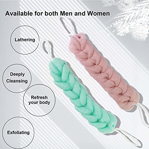 PPHAO BASIC PPHAO - Back Scrubber for Shower - Long Loofah Sponge for Women - Bath Sponge - Loofah Back Scrubber for Shower Exfoliating for Men - 21.5 INCH - Green and Pink Loofah - 2 Pack - Image 4