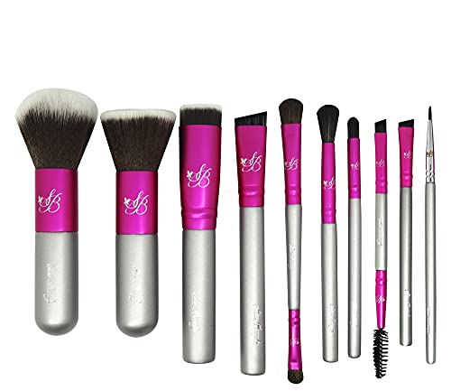 VERTEX Makeup Travel Brush Set Brushes - Small Hard TRAVEL CASE INCLUDED Premium Essential Brushes For Traveling Application Of Powder Blush Foundation Eye Liner Eye Shadow Concealer and Contour Definition - Image 1