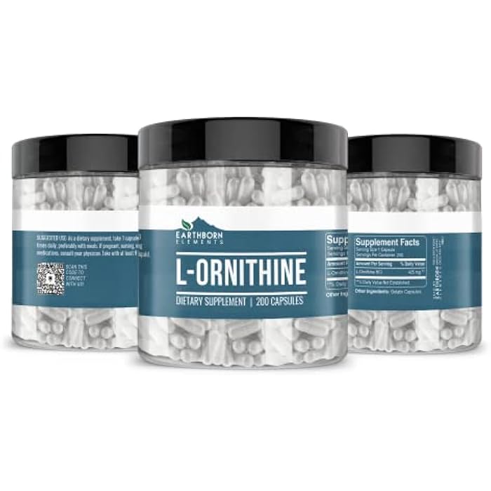 Earthborn Elements (200 Capsules L-Ornithine HCl, Amino Acid, Protein Synthesis - Image 2
