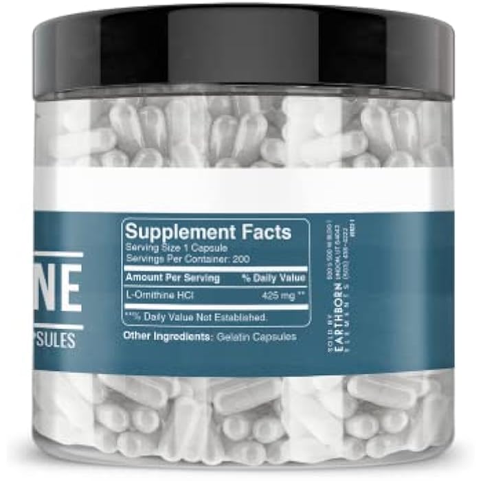 Earthborn Elements (200 Capsules L-Ornithine HCl, Amino Acid, Protein Synthesis - Image 4