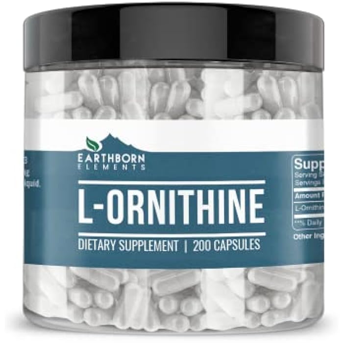Earthborn Elements (200 Capsules L-Ornithine HCl, Amino Acid, Protein Synthesis - Image 1