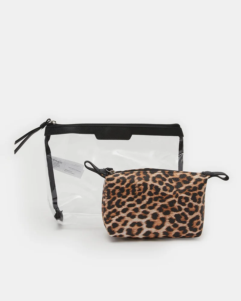 Redtag Women Assorted Printed Cosmetic Pouch 2 Piece Set