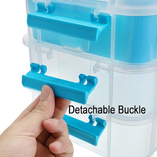 GROFFY plastic boxes for Storage transparent, Space Saving Organiser with Lid Portable & Stackable for Jewelry, Beads, Crochet, Sewing, Scrapbooking DIY Craft (Blue, 4 tier) - Image 4