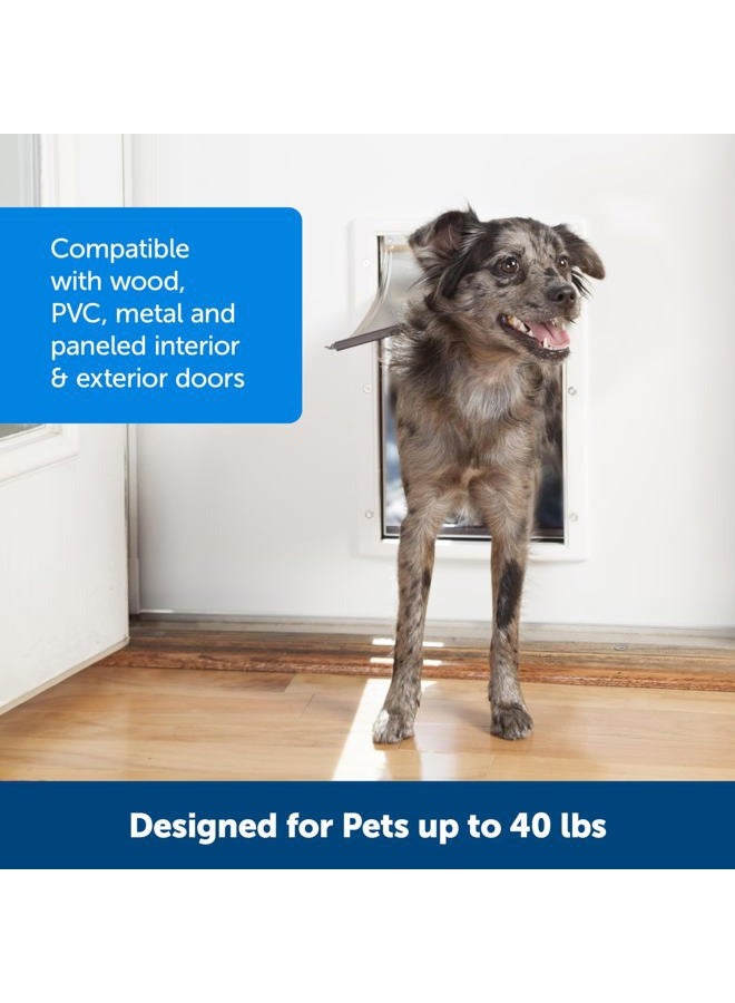 PetSafe باب للكلاب والقطط لا يصدأ، متوسط، للحيوانات الأليفة حتى 40 رطل، قابل للدهان، تركيب سهل بنفسك، لوحة إغلاق متضمنة، يمكن تركيبه في الأبواب أو الجدران الداخلية والخارجية، متين، فتحة قابلة للتعديل - Image 3