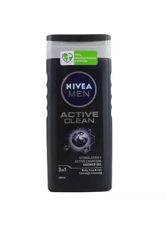 Nivea جل استحمام نيفيا للرجال 3 في 1 للجسم والوجه والشعر مع الفحم النشط - 250 مل - Image 1