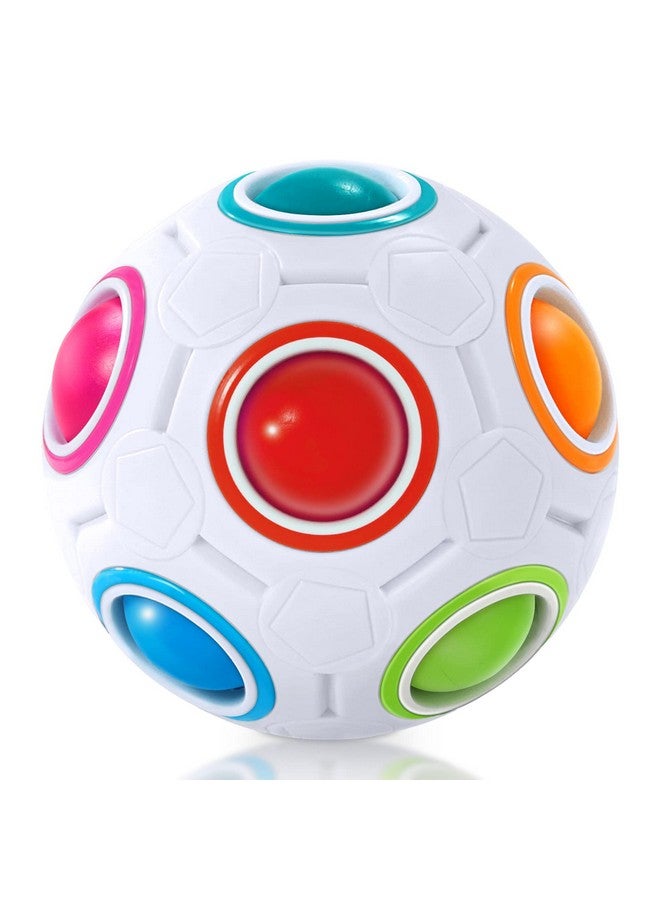 VDEALEN Magic Rainbow Puzzle Ball, Fidget Ball Puzzle Brain Teaser Fidget Toy For Boys & Girls- Birthday Party Easter Valentines Day Christmas Stocking Stuffers For Kids Teen & Adults(Off White)  - Image 1